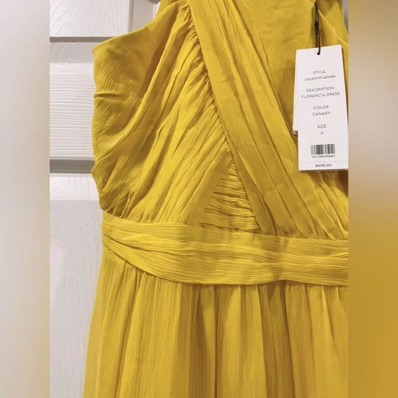 NWT $698 Veronica Beard Women's Yellow Florencia Silk Tiered Gown Dress - Picture 10 of 11